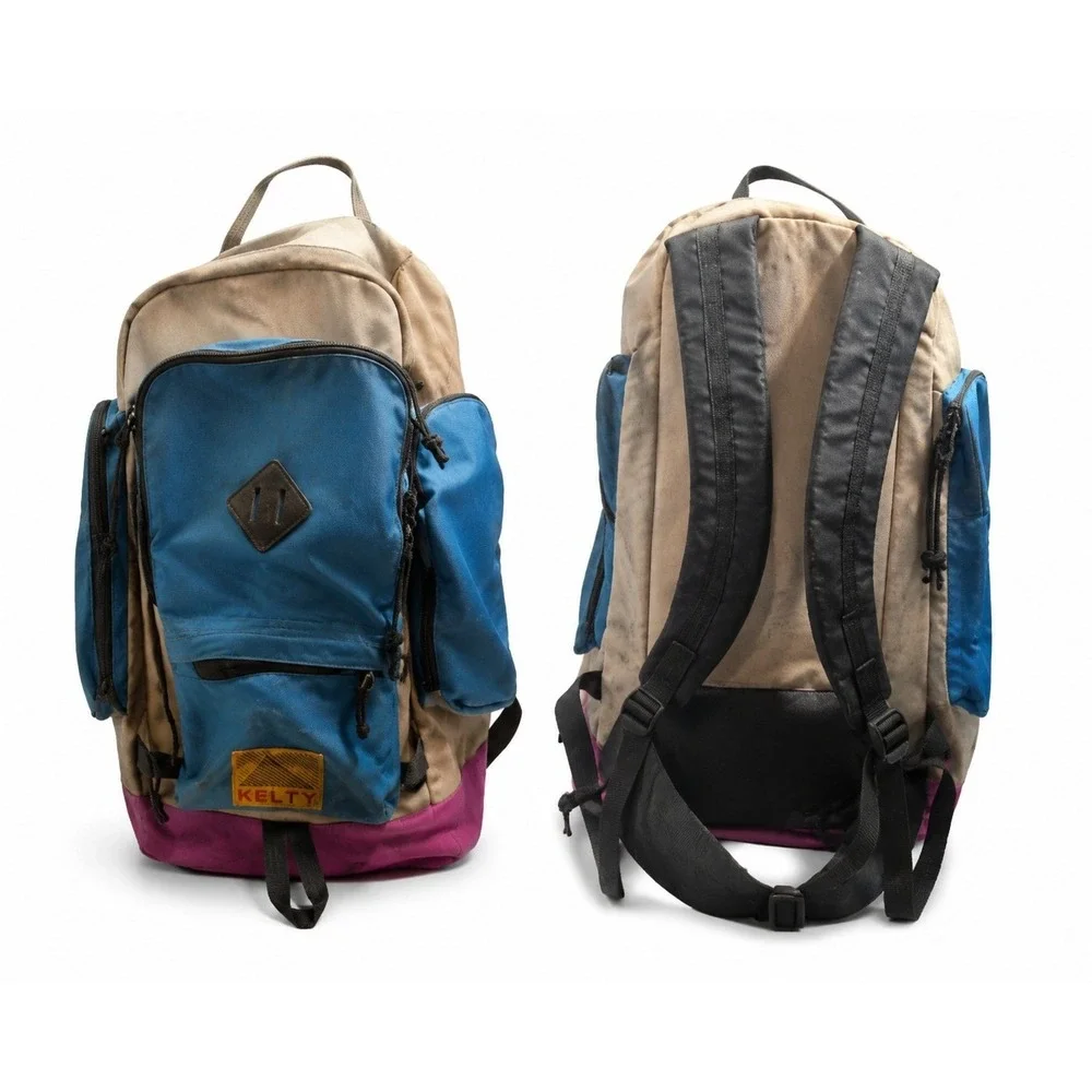 Vintage Kelty  Snipe Backpack Blue Pink Hiking Daypack 90s Korea